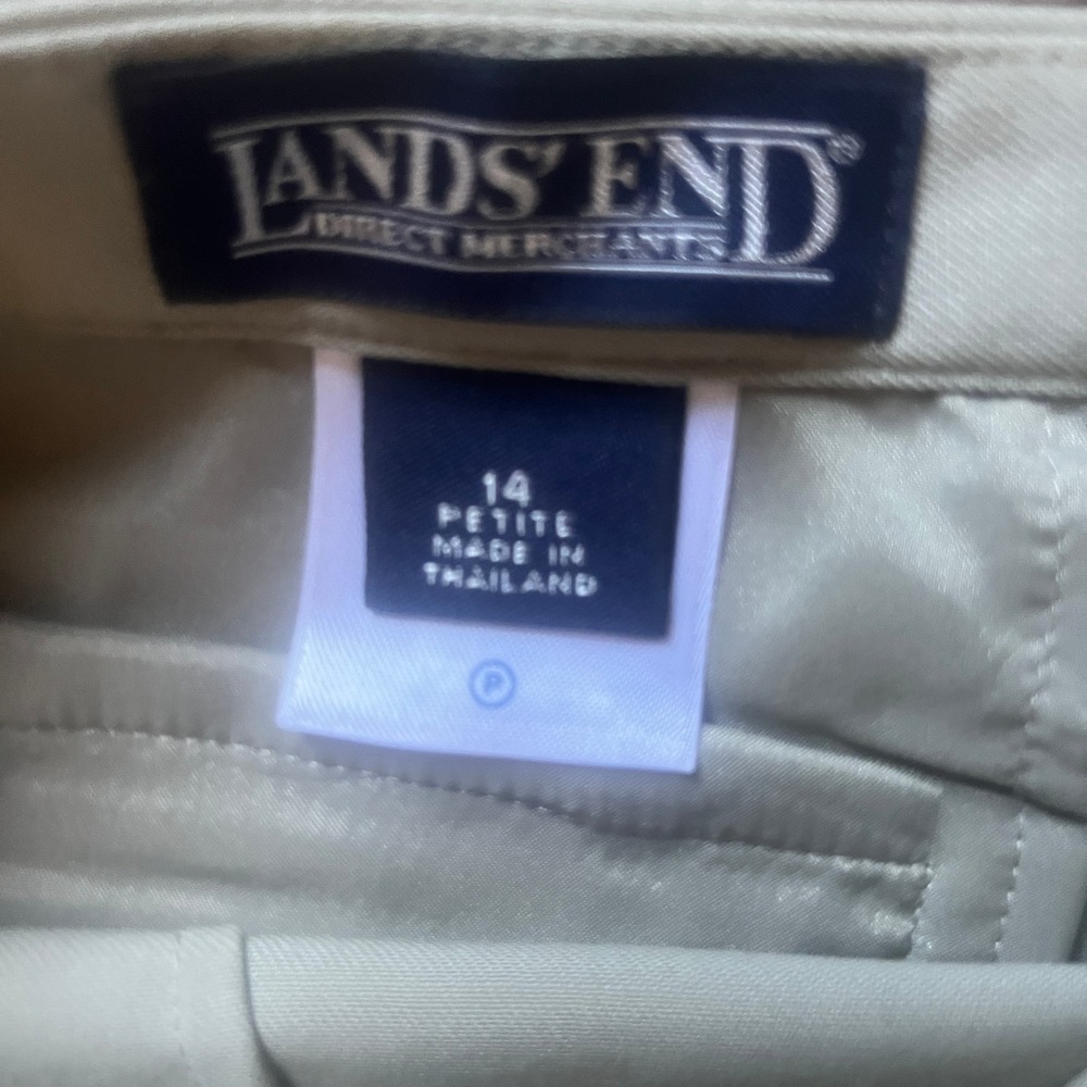 Lands' End Women's Beige Tan Dress Slacks Pleated Wool Pants Size 14 P - Picture 3 of 7